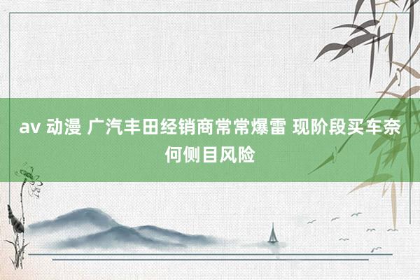 av 动漫 广汽丰田经销商常常爆雷 现阶段买车奈何侧目风险