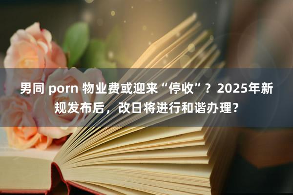 男同 porn 物业费或迎来“停收”？2025年新规发布后，改日将进行和谐办理？