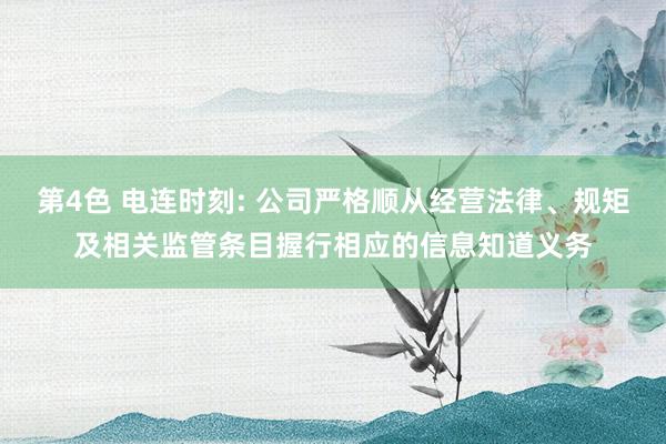 第4色 电连时刻: 公司严格顺从经营法律、规矩及相关监管条目握行相应的信息知道义务