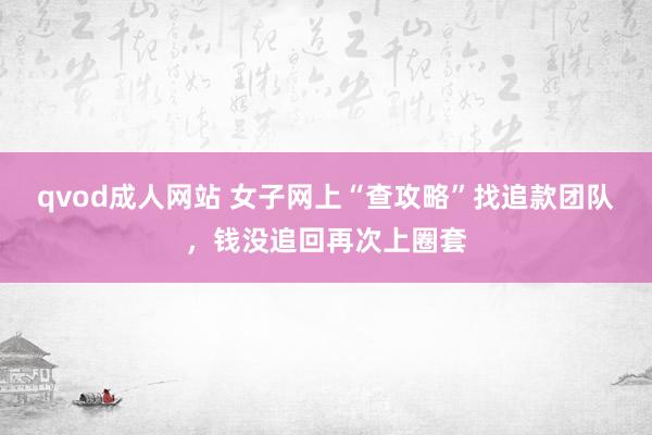 qvod成人网站 女子网上“查攻略”找追款团队，钱没追回再次上圈套